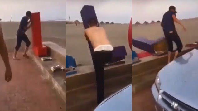(VIDEO) Graban a jóvenes vandalizando letras en playa de Sinaloa
