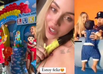 VIDEO: ¿Se reconciliaron? Maya Nazor y Santa Fe Klan celebran juntos el primer cumpleaños de su hijo