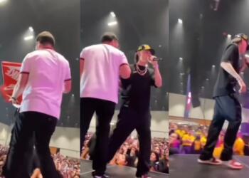 VIDEO: ‘Ya se le subió’ Tunden a Peso Pluma por rechazar regalo de fan durante concierto