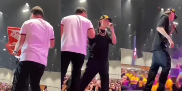 VIDEO: ‘Ya se le subió’ Tunden a Peso Pluma por rechazar regalo de fan durante concierto