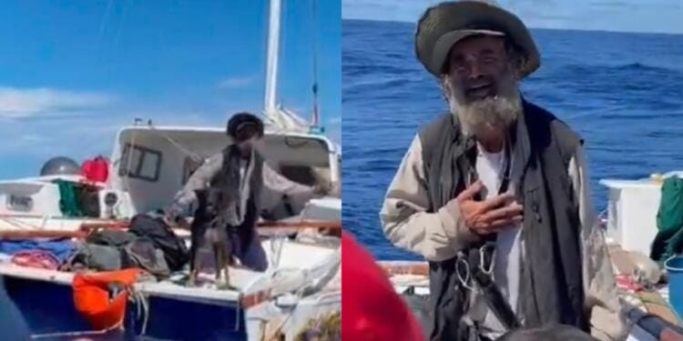 VIDEO: Así fue el momento en que barco mexicano rescató a náufrago australiano y a su perrita que sobrevivieron 3 meses en el mar