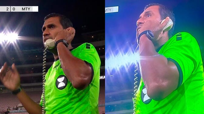 VIDEO: Árbitro del partido Rayados vs LAFC saca teléfono ochentero en plena Leagues Cup y desata burlas