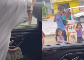 VIDEO: Aplauden a Natanael Cano por regalar fajo de dólares a niña en semáforo
