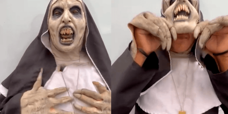 VIDEO: La Monja viral de la Feria revela su identidad al quitarse la máscara durante una entrevista