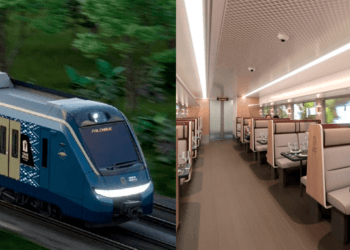 VIDEO: Tren Maya hace su primer viaje de Campeche a Yucatán, así luce por dentro