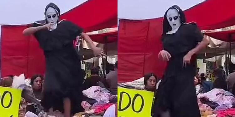 VIDEO: Ahora aparece la ‘Monja del Tianguis’ que baila encima de la paca