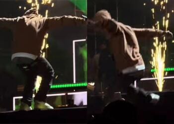 VIDEO: Natanael Cano se cae del escenario durante show en Toluca