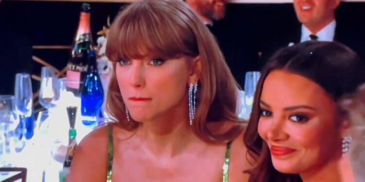 VIDEO: Taylor Swift se viraliza por reacción a broma sobre ella en los Globos de Oro 2024