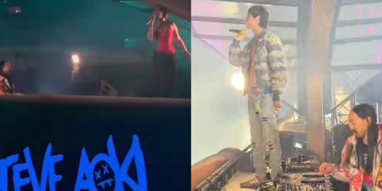VIDEO:Ángela Aguilar y Natanael Cano suben al escenario con Steve Aoki en el EDC México 2024