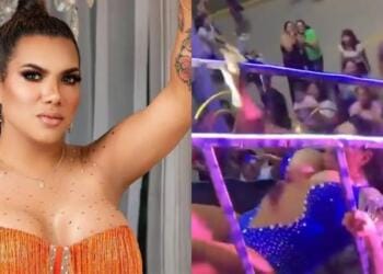 VIDEO: Kimberly ‘La más preciosa’ se cae en pleno carnaval en Veracruz