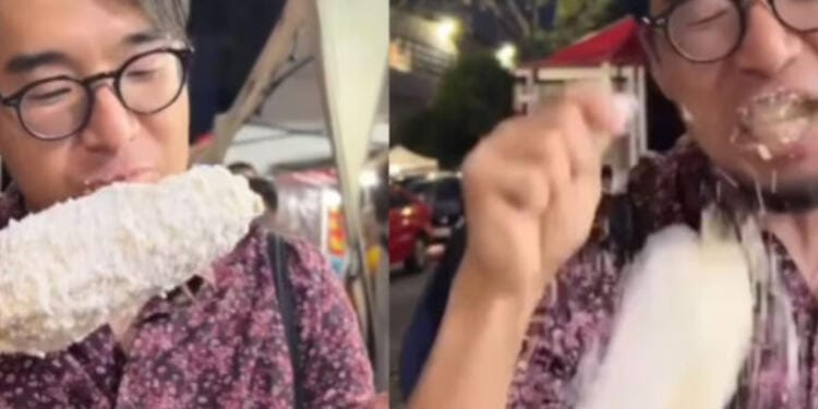 VIDEO: Japonés prueba por un elote por primera vez y se le cae