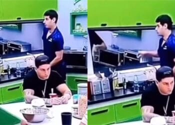 VIDEO: Adrián Marcelo le lanza algo a las arepas de Briggitte