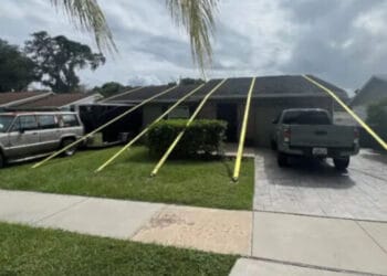 VIDEO: Amarra su casa con cintas amarillas para que no se la lleve el Huracán ‘Milton’