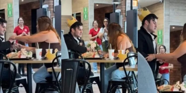 Joven es rechazado en público al proponer matrimonio en pleno San Valentín en Burger King