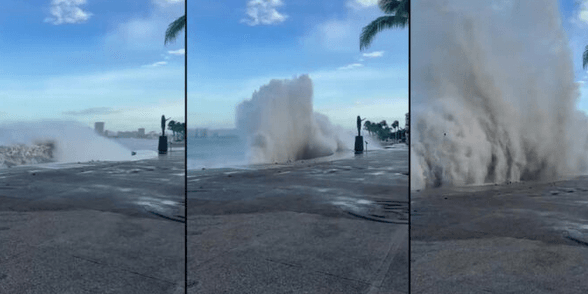 VIDEO: El mar «se sale» en Puerto Vallarta por efectos de «Priscilla»