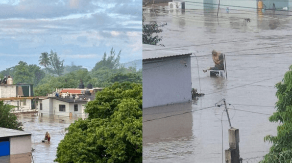 VIDEO: Pareja de abuelitos quedan atrapados en inundación en Veracruz