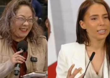 VIDEO: Confunden a Majo Aguilar con Ángela durante conferencia de Claudia Sheinbaum; así fue su reacción