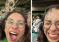 Creadora de contenido denuncia que le lanzaron cerveza a propósito mientras se grababa celebrando gol de México y exhibe al responsable