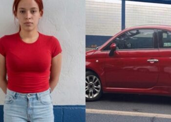 Mujer es detenida tras conducir un automóvil con reporte de robo que presuntamente recibió como regalo de su novio