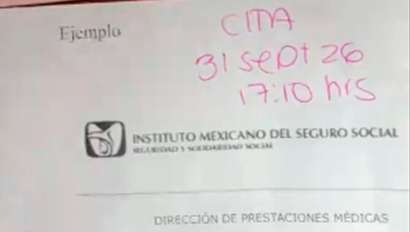 VIDEO: IMSS le da cita a una mujer en un día que no existe