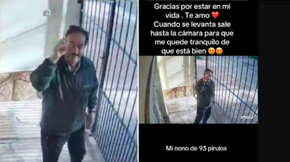 VIDEO: Abuelito de 93 años saluda todos los días a la cámara de seguridad para que su nieto sepa que está bien