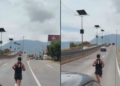 VIDEO: Influencer desata críticas por ejercitarse en plena carretera de Edomex